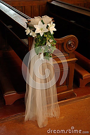 Wedding pew bow Stock Photo