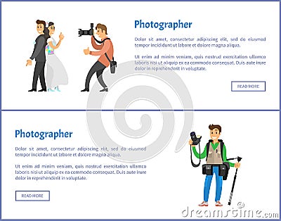 Wedding Photographer and Photojournalist Banners Vector Illustration