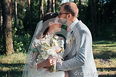 Wedding photography kiss bride and groom in different locations Stock Photo