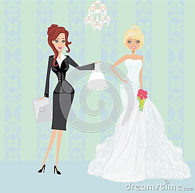 Wedding planner and bride Vector Illustration