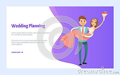 Wedding Planning Bride and Groom Newlywed Couple Vector Illustration