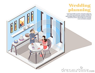 Wedding Planning Isometric Composition Vector Illustration