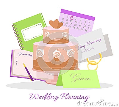 Wedding Planning Vector Concept in Flat Design Vector Illustration