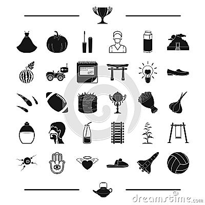 Wedding, pregnancy, reward and other web icon in black style. sport, entertainment, space icons in set collection. Vector Illustration