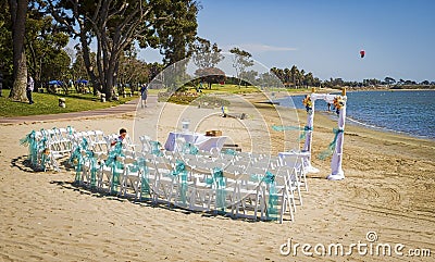 Wedding Preparations, Mission Bay, San Diego Editorial Stock Photo