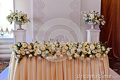Wedding presidium in restaurant, free space Stock Photo