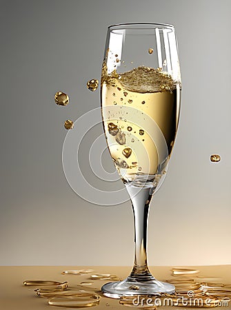 wedding realism champagne splash closeup. Stock Photo