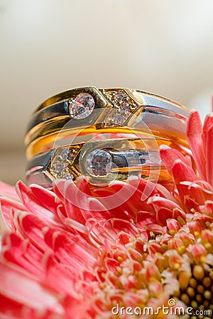 Wedding ring on beautiful flower Stock Photo