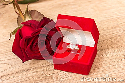 Wedding Ring and Rose Stock Photo