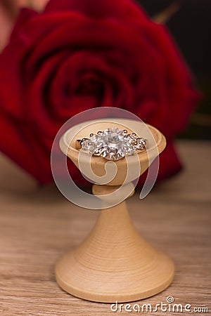 Wedding Ring and Rose Stock Photo