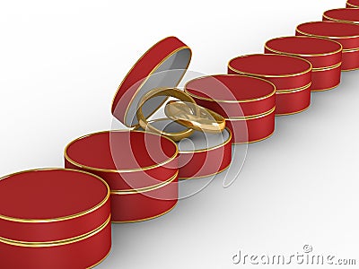 Wedding rings in gift packing Stock Photo