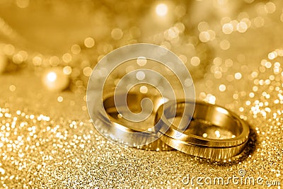 Wedding rings in gold Stock Photo