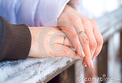 Wedding rings on hand Stock Photo