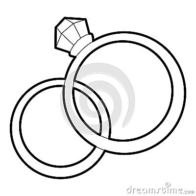 Wedding rings icon, outline style Vector Illustration