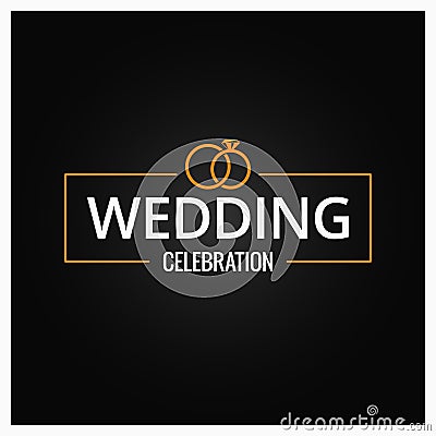 Wedding rings logo on black background Vector Illustration