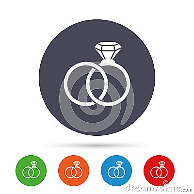 Wedding rings sign icon. Engagement symbol. Vector Illustration