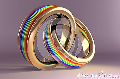 Wedding Rings symbolizing the same sex marriage Cartoon Illustration