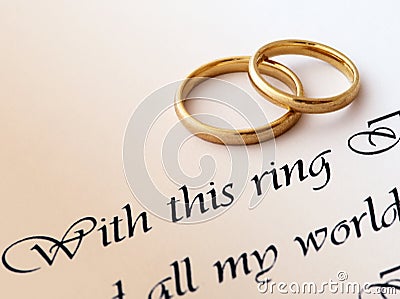 Wedding rings and vow Stock Photo