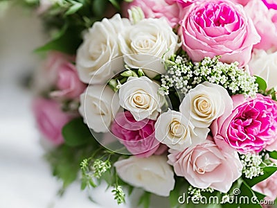 Wedding roses flower bouquet close up, Mother's day, Birthday, Valentines day holiday card Stock Photo