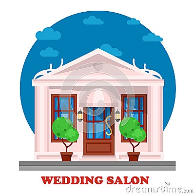 Wedding salon for marriage ceremony building Vector Illustration