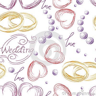 Wedding seamless pattern Vector Illustration