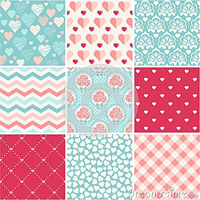 Wedding seamless patterns set Vector Illustration