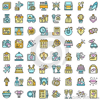 Wedding service icons set vector flat Vector Illustration