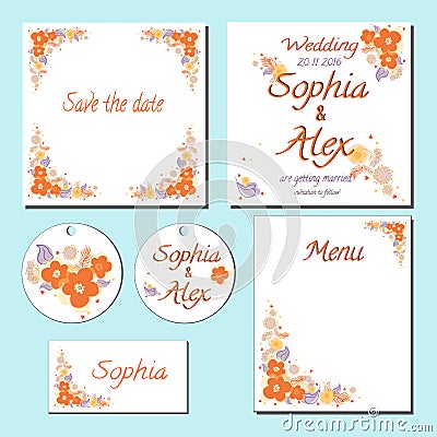 Wedding set card. Save the date. Stock Photo