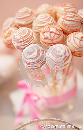 Wedding set of lollipops in pink Stock Photo