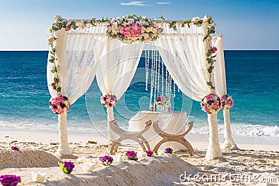 Wedding set up, tropical outdoor wedding reception, beauti Stock Photo