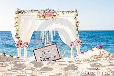 Wedding set up, tropical outdoor wedding reception, beauti Stock Photo