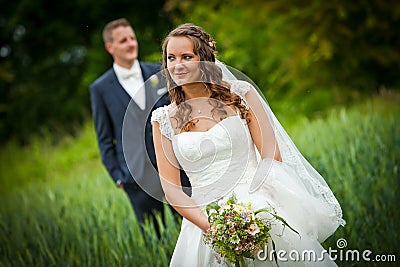 After Wedding Shooting - bride and groom - Stock Photo