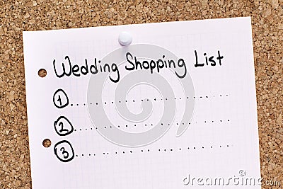 Wedding Shopping List Stock Photo