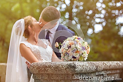 Wedding shot of bride and groom Stock Photo