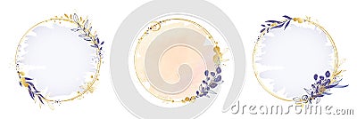 Wedding, social media, beauty, luxury vector abstract floral botanical round frame banners watercolour hand drawn illustration Vector Illustration