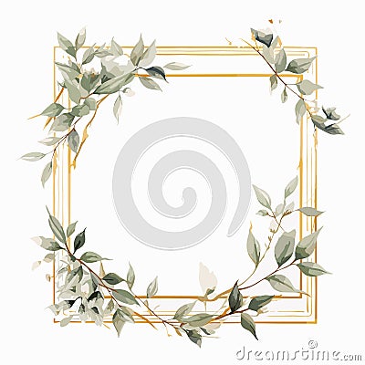 wedding square frame made of branches Vector Illustration