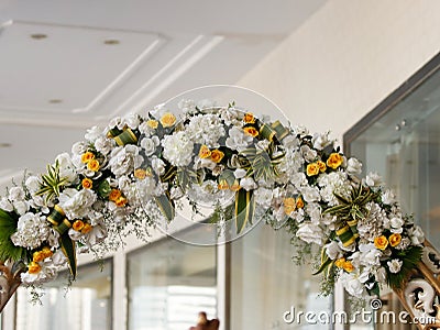 Wedding stage of flowers disign Stock Photo