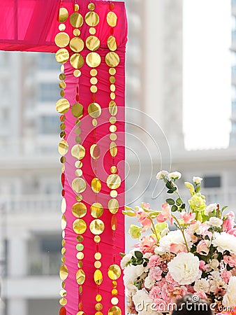 Wedding stage of flowers disign Stock Photo