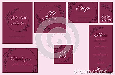 Wedding suite collection card templates Vector Illustration