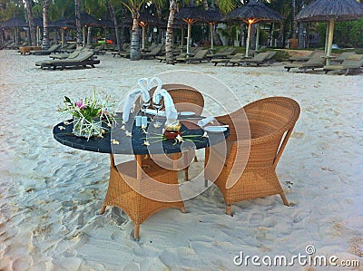 Wedding table on beach Stock Photo