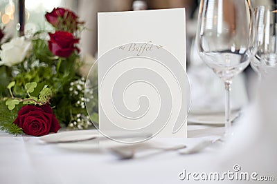 Wedding table - buffet menu Stock Photo