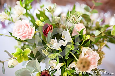 Wedding table decorated with flowers Stock Photo