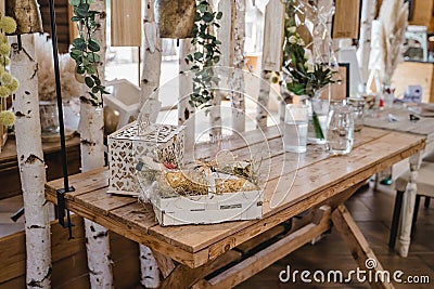 wedding table decoration ceremony flowers Stock Photo