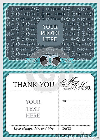 Wedding Thank You Notes Vector Illustration