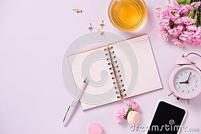 Wedding to do list with flowers. Mockup planner flat lay. Stock Photo