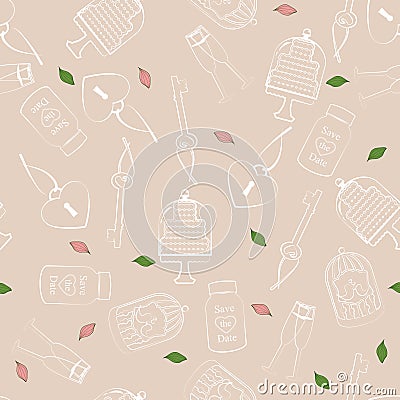 Wedding and Valentines seamless pattern Vector Illustration