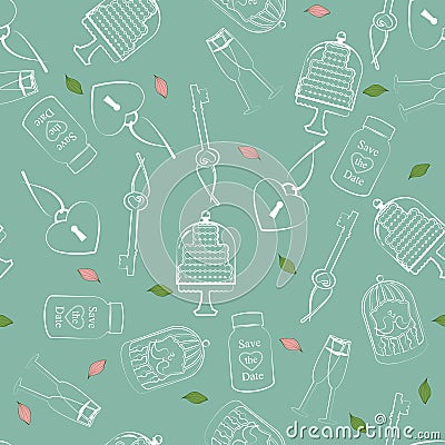 Wedding and Valentines seamless pattern Vector Illustration