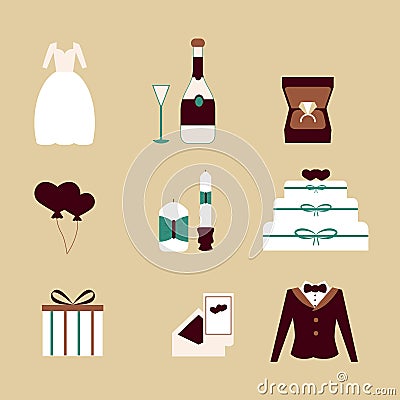 Wedding Vector Icons Set Vector Illustration