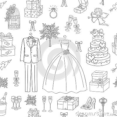 Wedding vector seamless background Vector Illustration