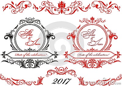 Wedding vintage frames. Vector Illustration